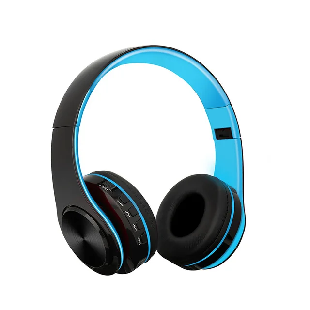 Blue Black TOMKAS Bluetooth наушники проводные беспроводные наушники Bluetooth гарнитура Складные стерео игровые наушники с микрофоном Поддержка TF карты - Цвет: Blue Black