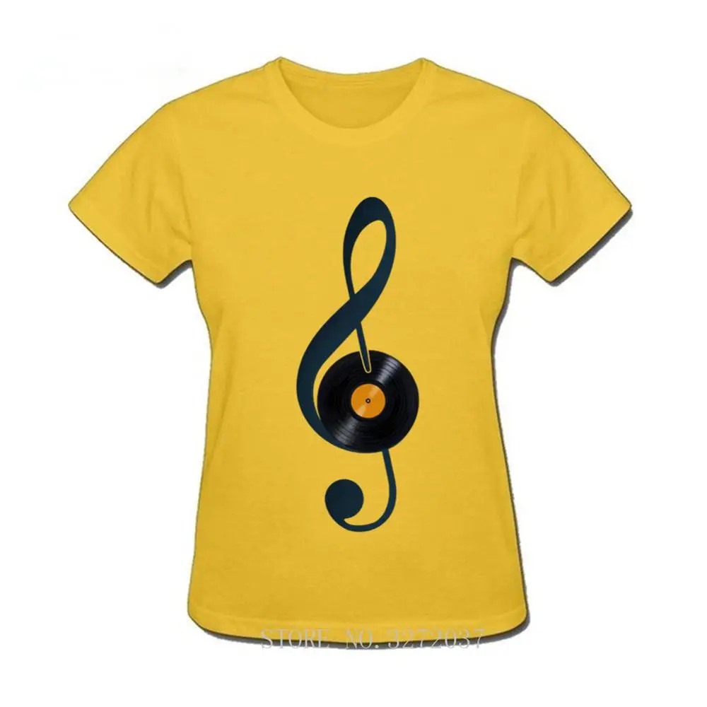 Забавная женская футболка с скрипичным ключом музыка винил уютная 2019 Летняя