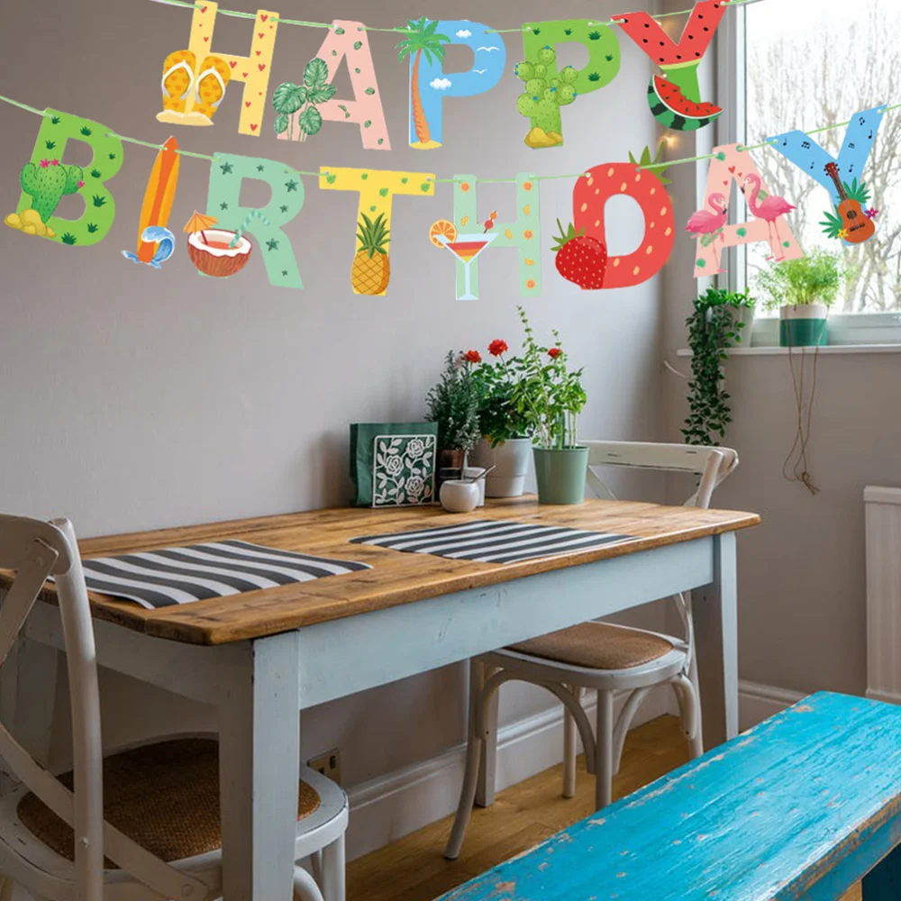 

1 Set of Hawaii Banner Cake Topper Decorations Creative Balloons Party Supplies