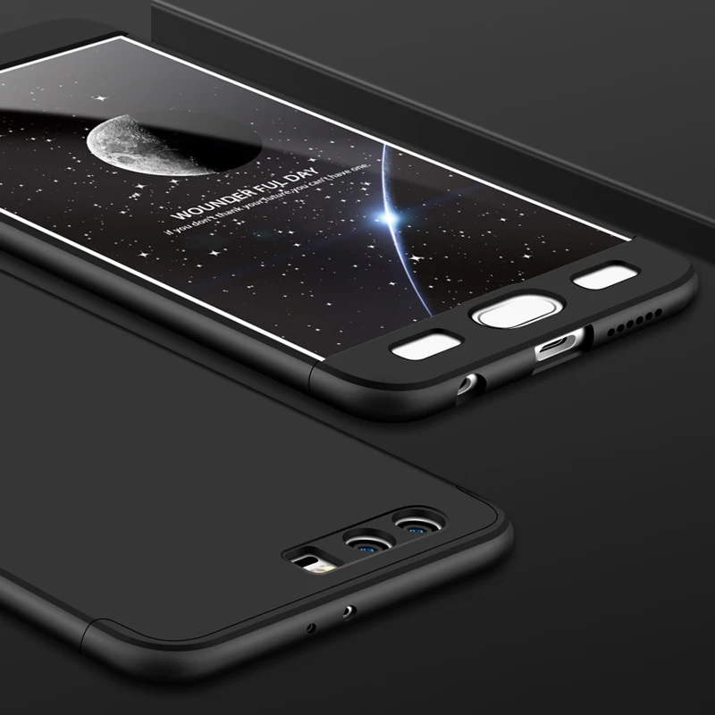 Черный UPaitou 360 градусов полный Чехол красный чехол для huawei Honor 9 STF-L09 чехол Роскошный 3 в 1 Жесткие ПК-чехлы Чехол для Honor 9 чехол - Цвет: Черный