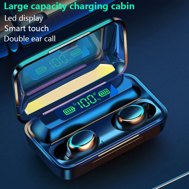 F9 наушники-вкладыши TWS с 5 0 Bluetooth наушники Беспроводной 9D бас стерео спортивные