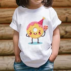 2020 г. Новая детская футболка для девочек и мальчиков, белая однотонная футболка, одежда для девочек, летний детский топ, одежда рубашка с пончиками