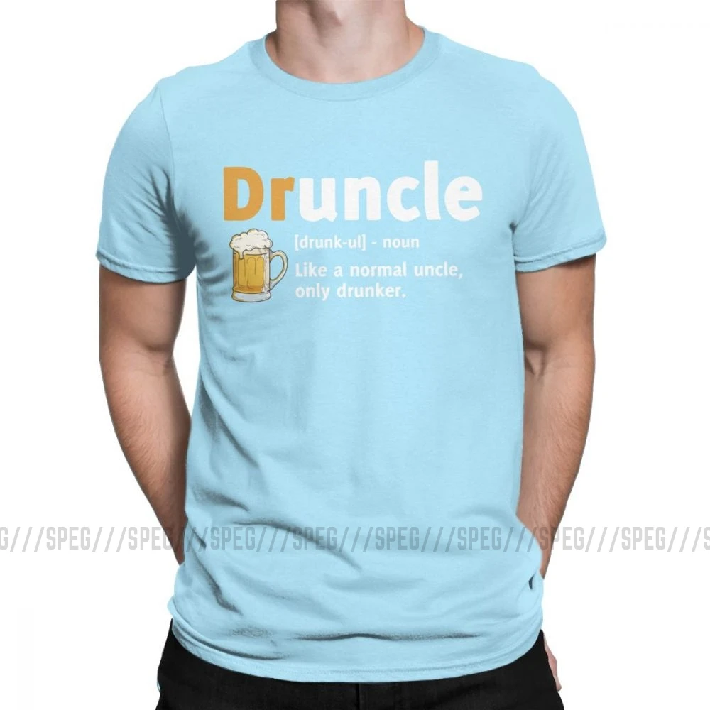 Druncle Drunkle Drunk Beer забавная футболка для мужчин с короткими рукавами, подарок для лучшего дяди, топы размера плюс, футболки, хлопковая футболка - Color: Sky blue