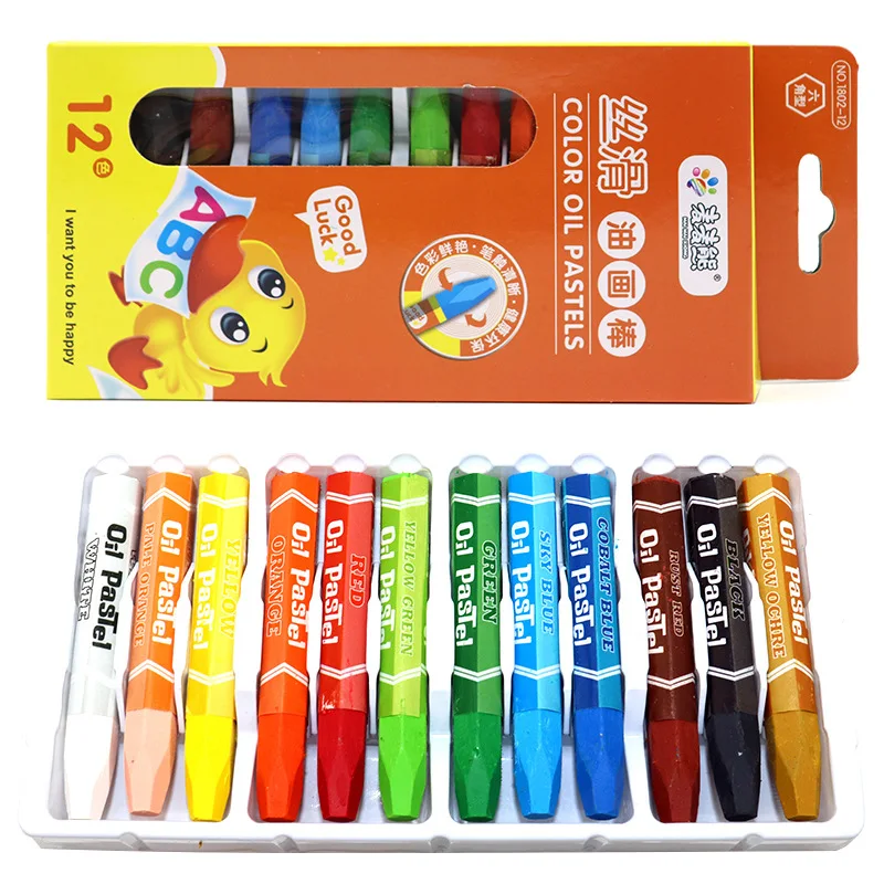 

Детский карандаш, шестигранная шелковая масляная паста, 12 цветов, моющееся кольцо, Детская кисть для рисования в коробке, палочка, цветная р...