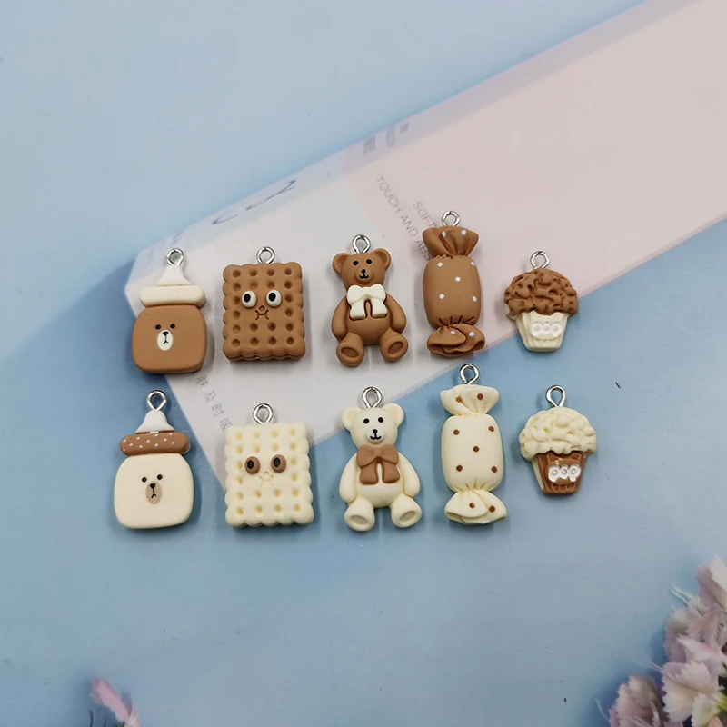 Подвески для браслетов, сережек, бисквитов, милый, с большими глазами, конфета попкорн, 10 шт., C606