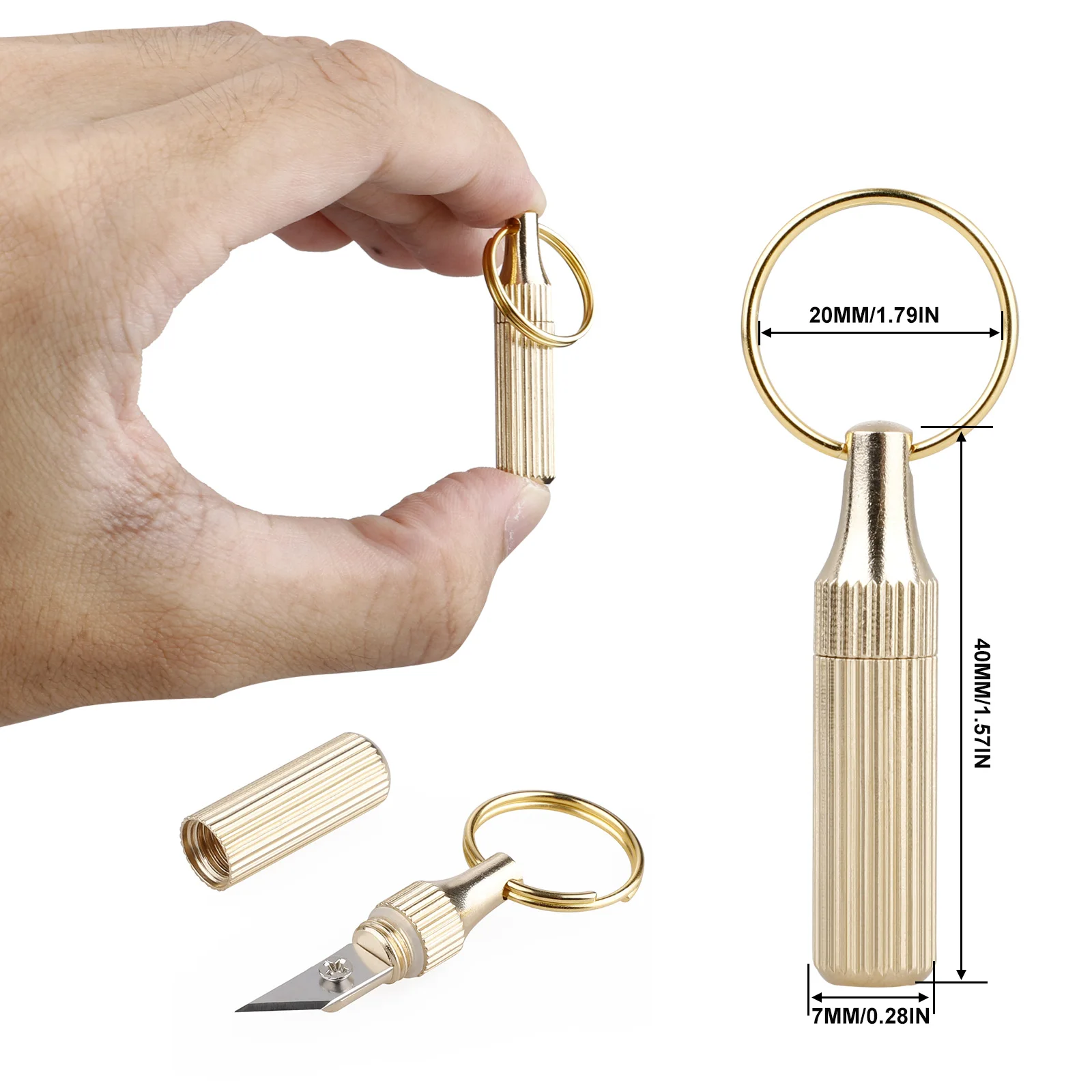 

Brass Capsule Mini Knife Artifact Multifunction EDC Tools Portable Keychain Keyring Outdoor Survival Emergency Cutting Tools