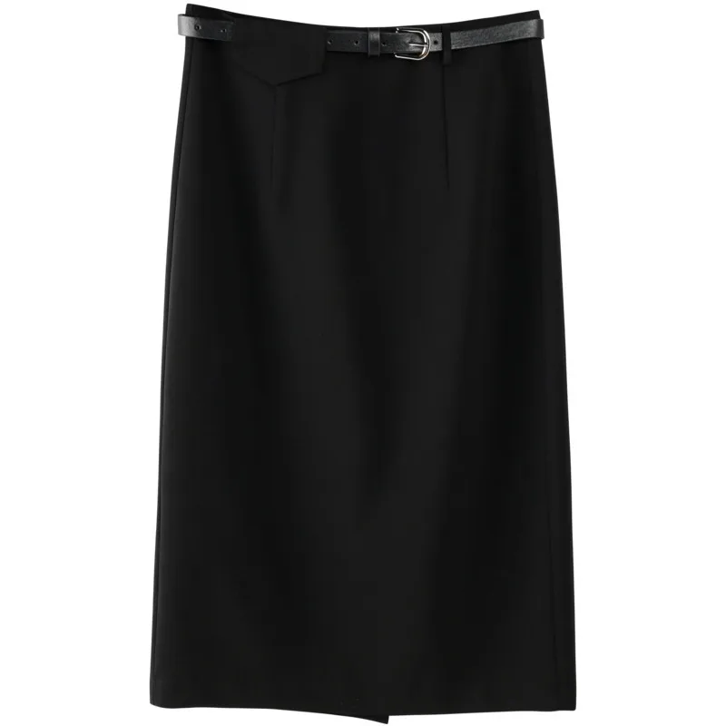 

Baizi spring 2021 new brand women's temperament shows the figure fishtail mid skirt woven skirt high waist bag hip skirt