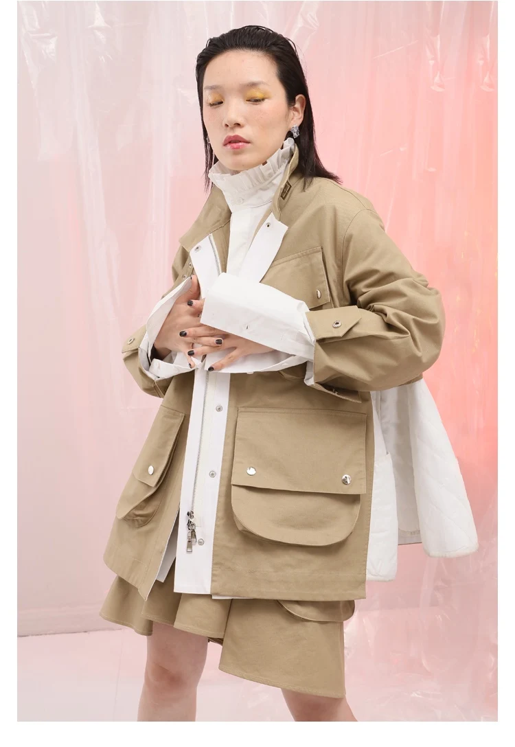 IRINAL06 FW коллекция негабаритных лоскутное стиль сафари женский плащ