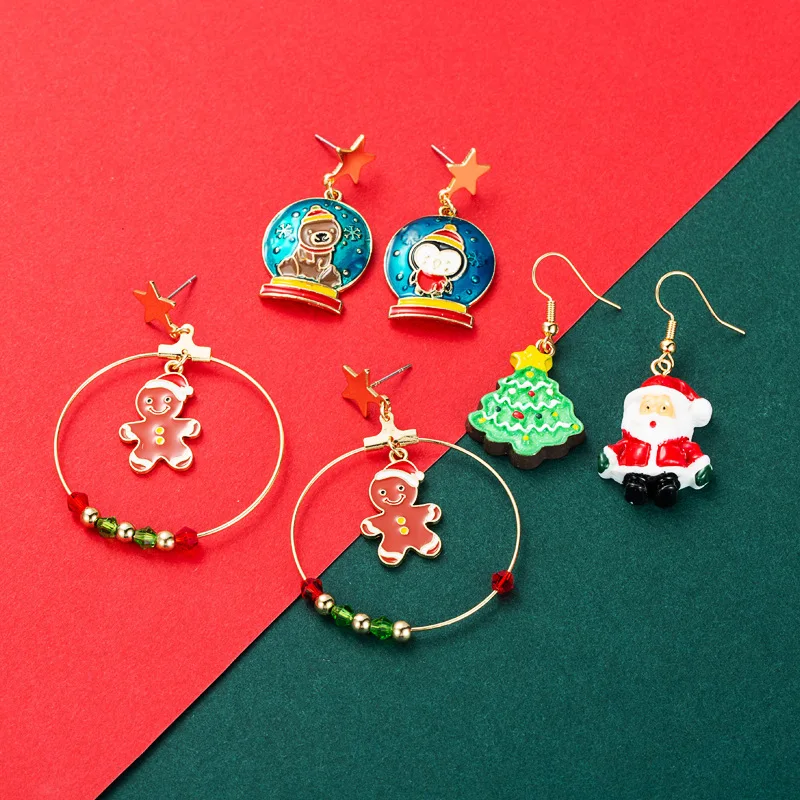 

Vintage Christmas Series Cute Earrings For Women Santa Claus Dangle Woman Earrings Fashion Classic Christmas Tree Girl Ear Studs
