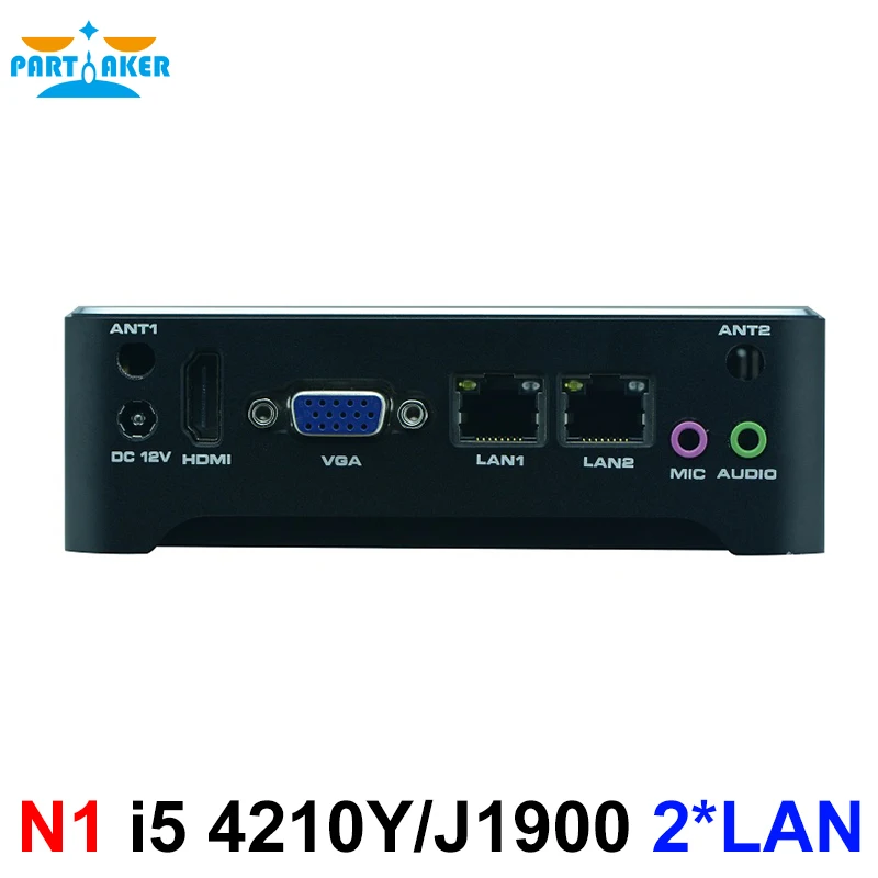 Мини-компьютер без вентилятора Partaker N1 Windows 10 Intel J1900 N2805 i5 4210Y Nano Nuc двойной Lan HDMI VGA VESA