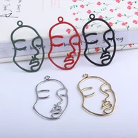 10pcs goldsilver color and rubber lacquer hollow face charms connector diy jewelry findings earrings accessories