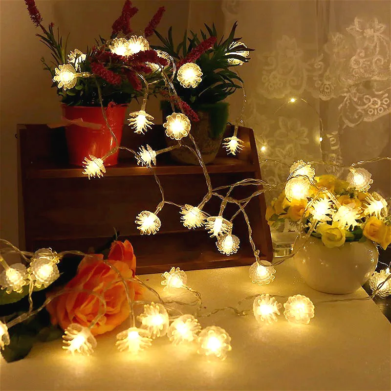 Pine cone LED Fairy String Lights 2M/5M/10M Battery Operated Christmas Garland light for Holiday Wedding Party Home Decorative | Лампы и