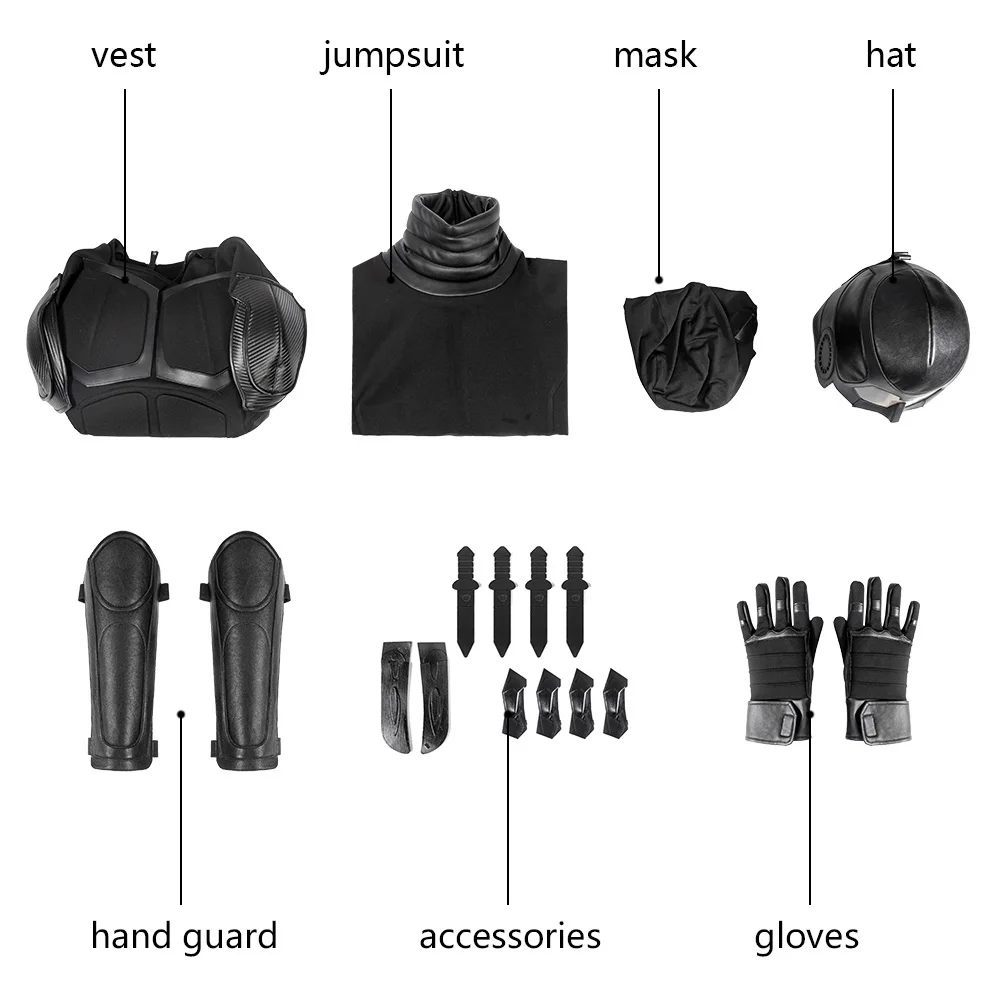 The Boys Season 2 Black Noir Cosplay Costume Halloween Carnival Superhero Battle Outfit Adult Men Black Jumpsuit