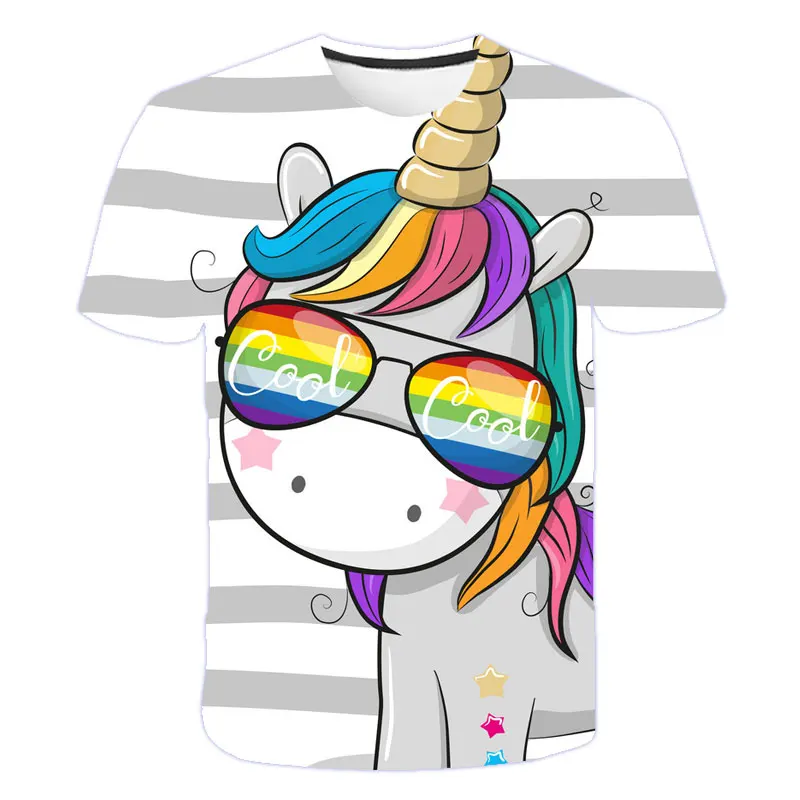 

girls clothes 4 to 14 yrs new super zings Unicorn color lead painting t shirt print Girls tshirt Polyester unicornio for girls