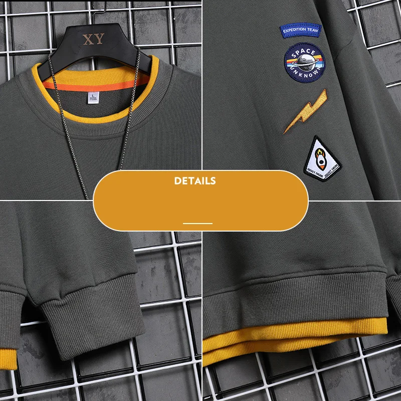 OEIN 2021 Брендовые мужские повседневные свитшоты флисовые худи с имитацией двух