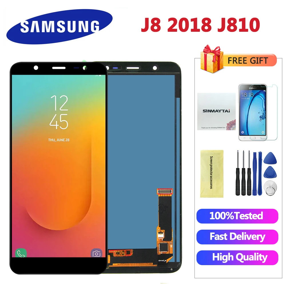 Настройка яркости экрана J810M для Samsung Galaxy J8 2018 J810 SM ЖК дисплей сенсорный экран