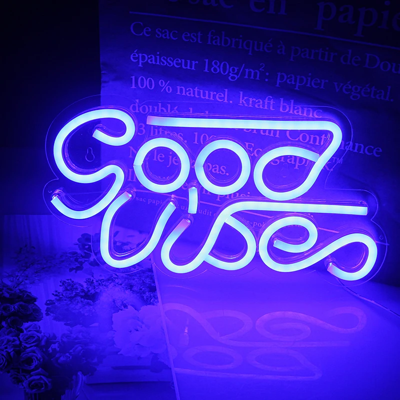 Неоновые светодиодные светильники Wanxing с надписью Good Vibes неоновая вывеска для