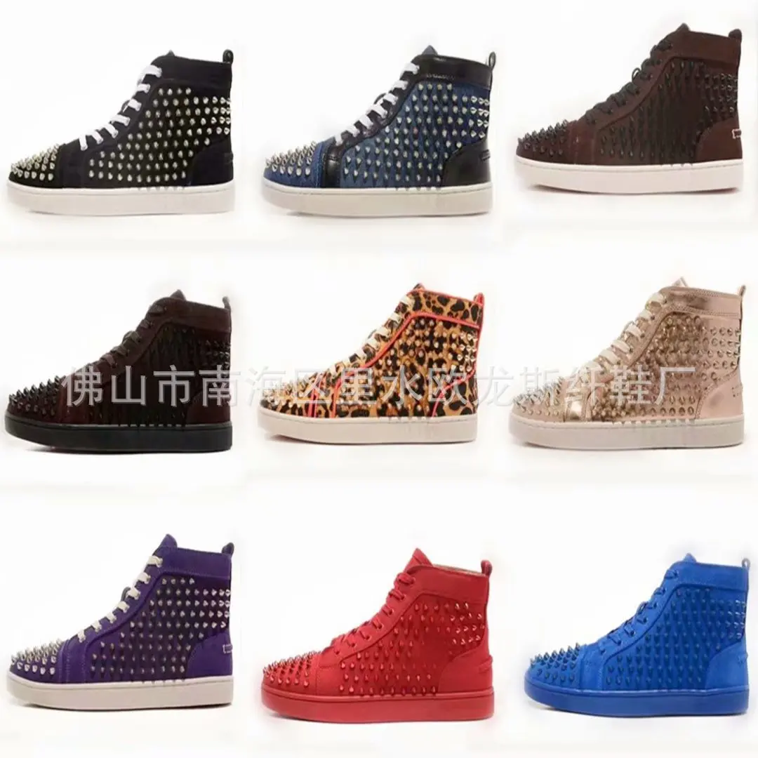 

Women's Vulcanized Shoes Leather Women's Shoes Rhinestone Unisex Casual Shoes Full Rhinestone Rivet Couple Shoes Size 35-47