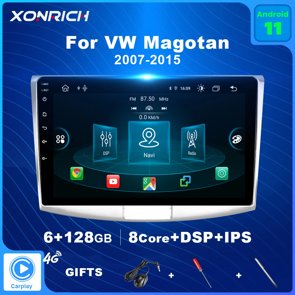 Автомагнитола Carplay 6 ГБ 128 Android 11 мультимедийный плеер для VW/Volkswagen/Magotan/Passat B6 B7