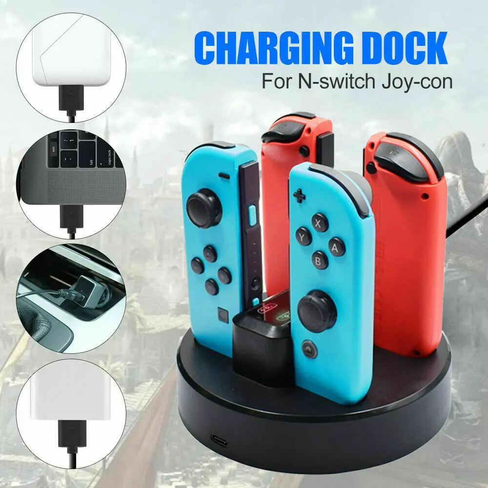Зарядная док станция для Nintendo Switch Joycon 2 USB порта индикаторы игрового контроллера