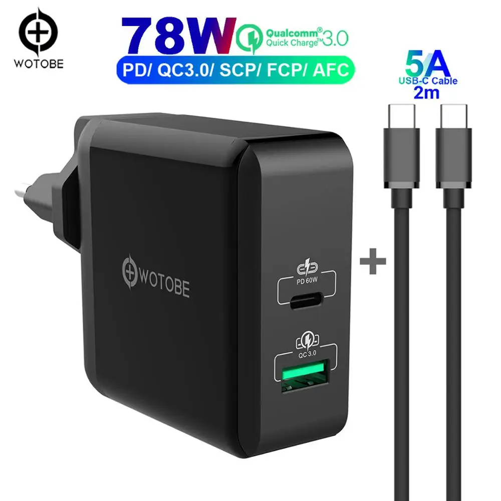 Внешний адаптер питания на 2 порта 78 Вт 1 порт PD60W и QC3.0/SCP/AFC 22 5 зарядное устройство