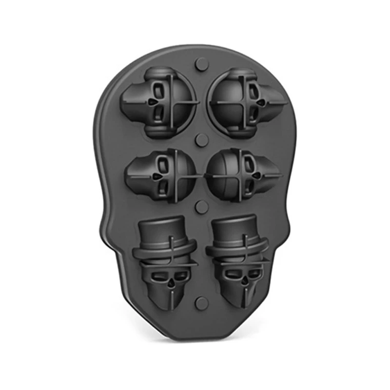 

3D Skull Ice Cube Mold Silicone Tray Leak Free Ice Cube Maker Whiskey Ice Chocolate Soap Mould Halloween Decor