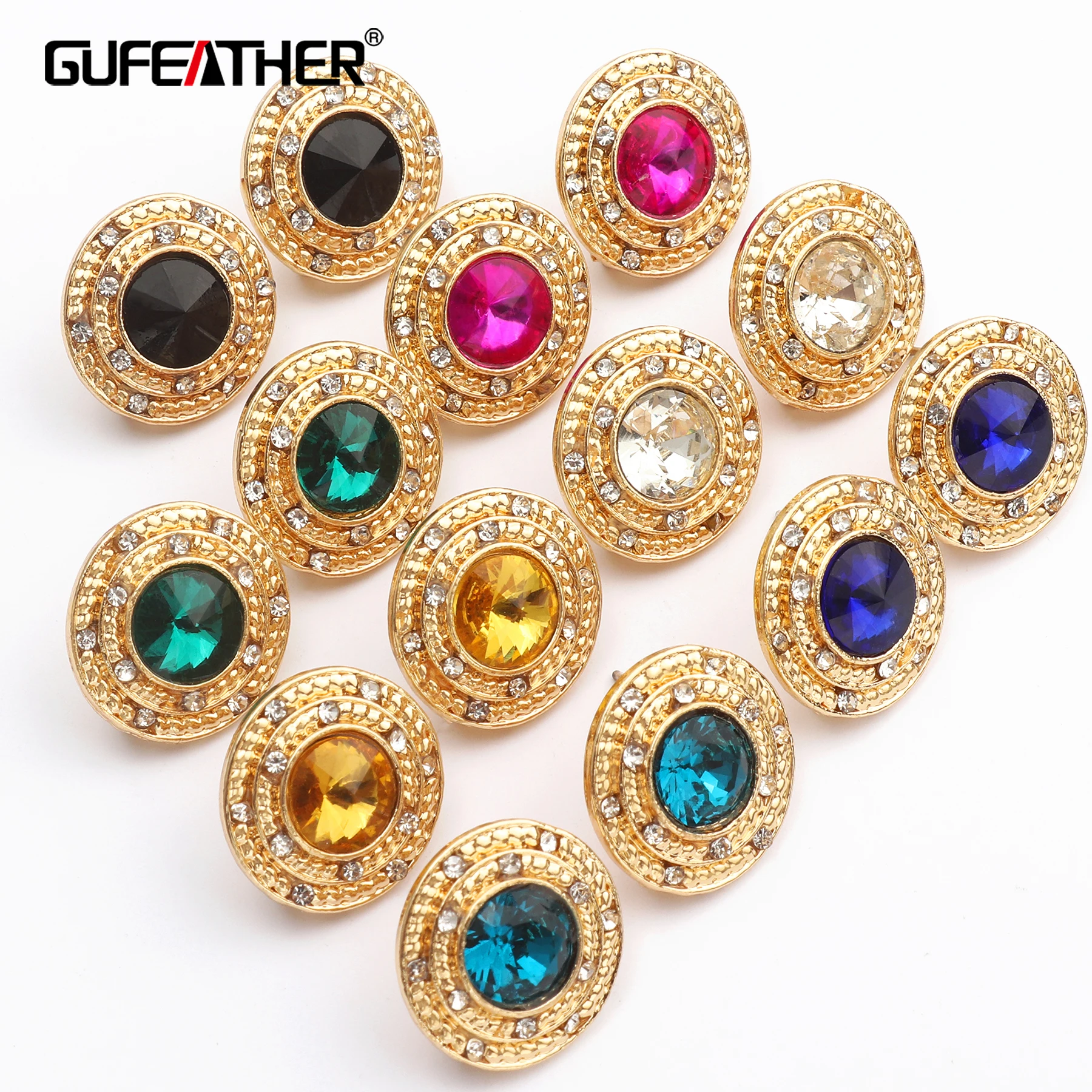 Серьги гвоздики GUFEATHER M474 ручной работы из меди и металла 10 шт./лот|Ювелирная