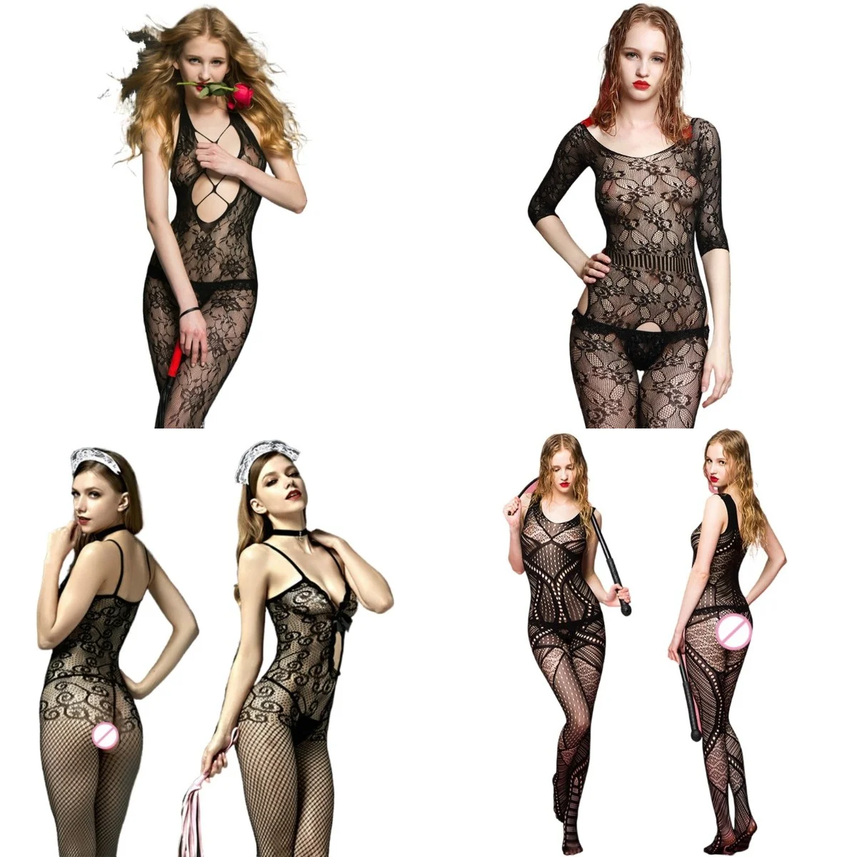 

Выдалбливают комбинезон Sexi Для женщин сексуальное Сетчатое женское белье Прозрачное боди с открытой промежностью эротическое нижнее бель...