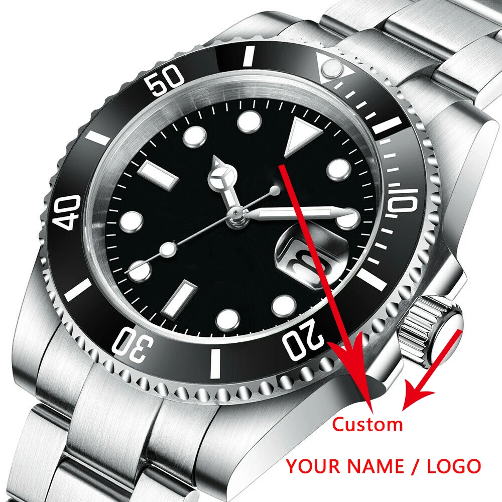 

40MM Mens WristWatch Sterile Dial Sapphire NH35 Miyota8215Automatic Mechanical Waterproof 10Bar Luminous Clock Can Custom Logo