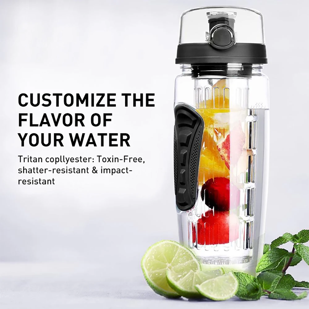 Спортивная бутылка для воды 1000 мл заварки фруктов сока герметичная портативная