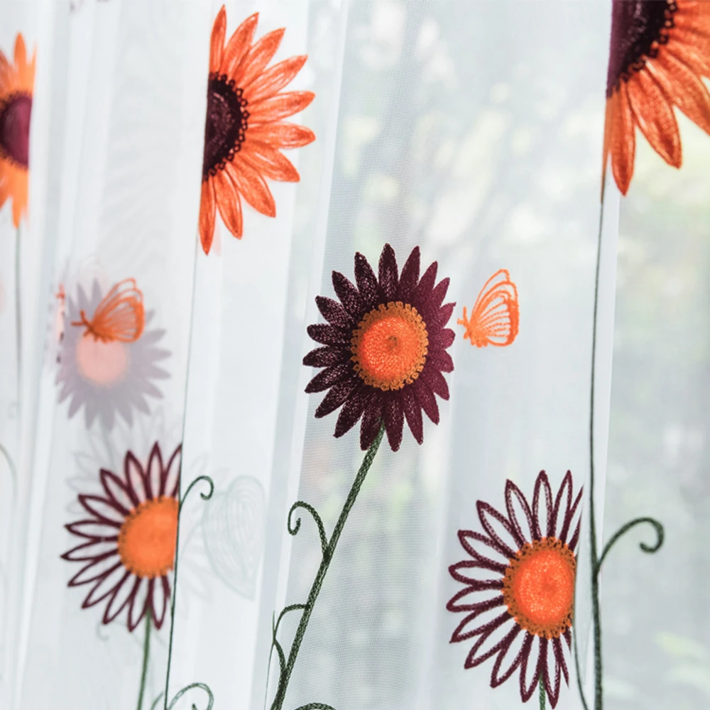 Пасторальные шторы с оранжевым подсолнухом Затемненные занавески для детей и