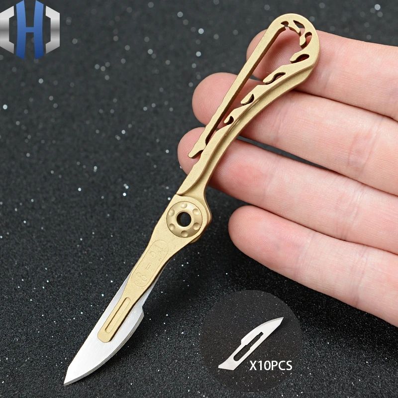 Латунный нож-брелок острый практичный портативный для курьера повседневного
