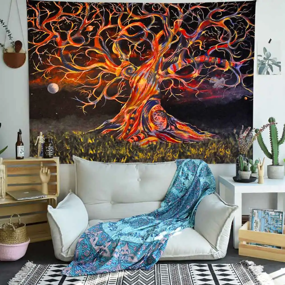 Simsant Game Castle Tapestry Psychedelic Jungle Forest Tree Art Wall Hanging Tapestries for Living Room Home Dorm Decor | Дом и сад
