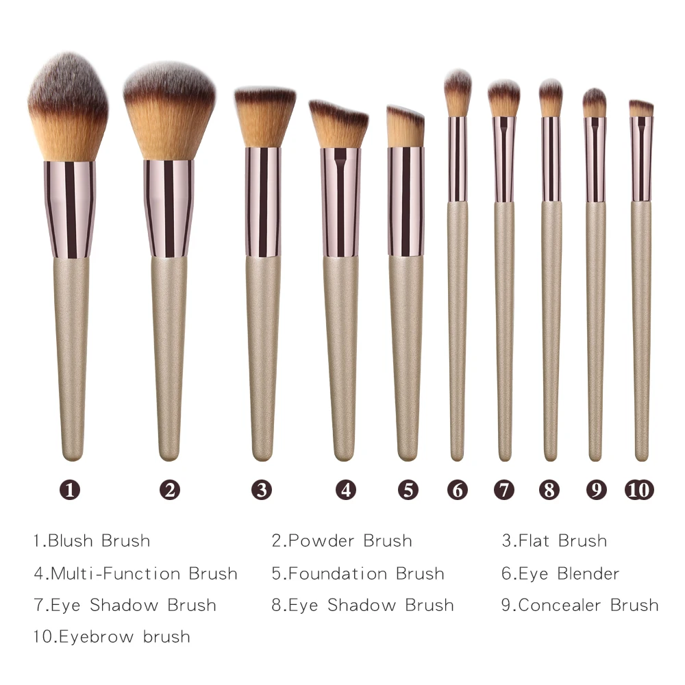 10 pcs Professional Makeup Brushes Metal Tube Paint Handle Eye shadow Eyelash Concealer Cosmetic brush Set drop shipping