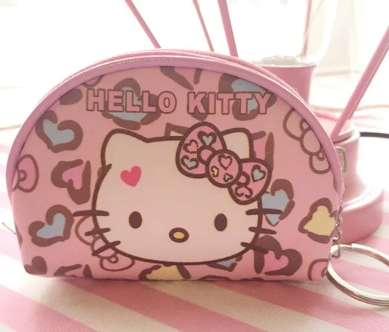 Hello kitty холщовый ручной кошелек для монет и кошелек, чехол, сумка; карманная цепочка для ключей, женская сумка-держатель для макияжа - Цвет: Лаванда