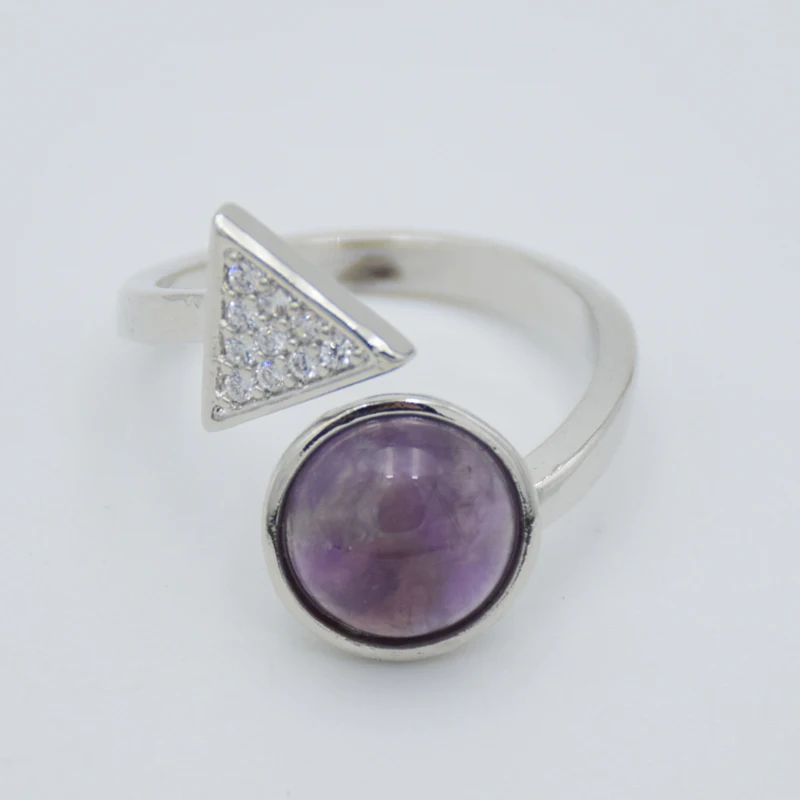 Кольцо с круглыми бусинами из натурального камня регулируемое кольцо