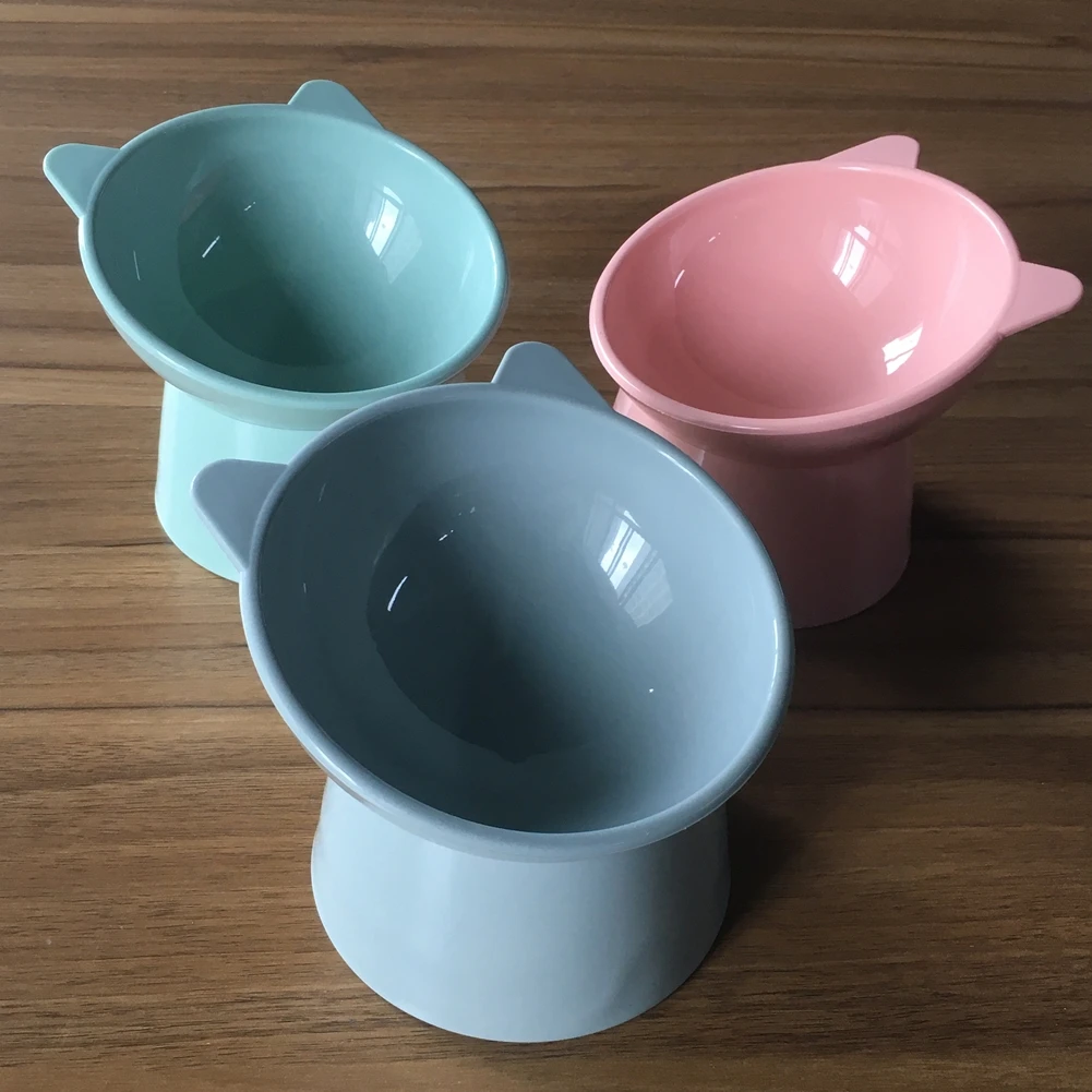 

45 Degrees Tilted Cats Dogs Bowl Food Feeding Container Non-slip Base Pet Water Feeder Safeguard Neck Puppy Kitten Utensils