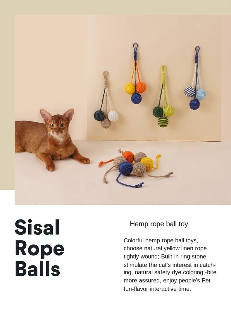 

Pet cat toy funny cat stick bite resistant cat rattle ball sisal woven rattle ball cat cat toy suit cat toy self-hey kitten