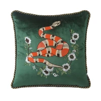living room sofa hug pillowcase embroidery sofa cushion pillows dark green embroidery animal retro pillow bed cushions