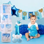 Первый день рождения для мальчиков и девочек, Декор, баннер, воздушный шар, 1 год, день рождения, вечеринка, декор для детей