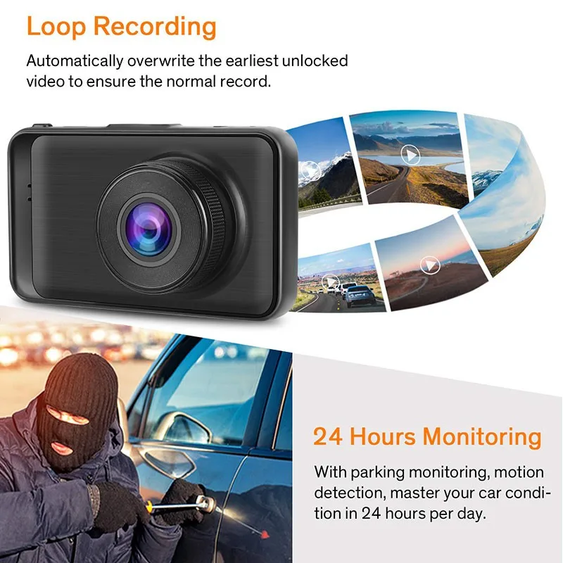 Семейный Автомобильный видеорегистратор 1080P Dashcam ", супер HD камера заднего вида, Скрытая камера с двумя объективами, видеорегистратор для вождения, 170 градусов