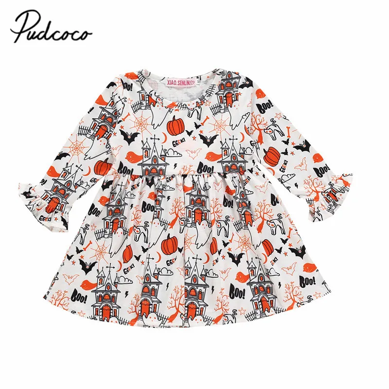 2019 платье для девочек на Хэллоуин нарядное платье-пачка принцессы с рисунком