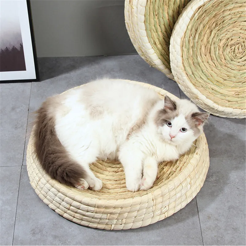

Aapet 1pc Straw Cat Nest Pet Bed House Fleece Soft Kennel For Dog Puppy Doghouse Cat Bed Pet Cave Cat Kitten Mat Pet Accessories