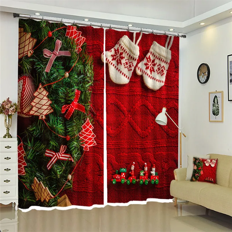 Роскошные рождественские перчатки декоративные 3D затемняющие оконные шторы для