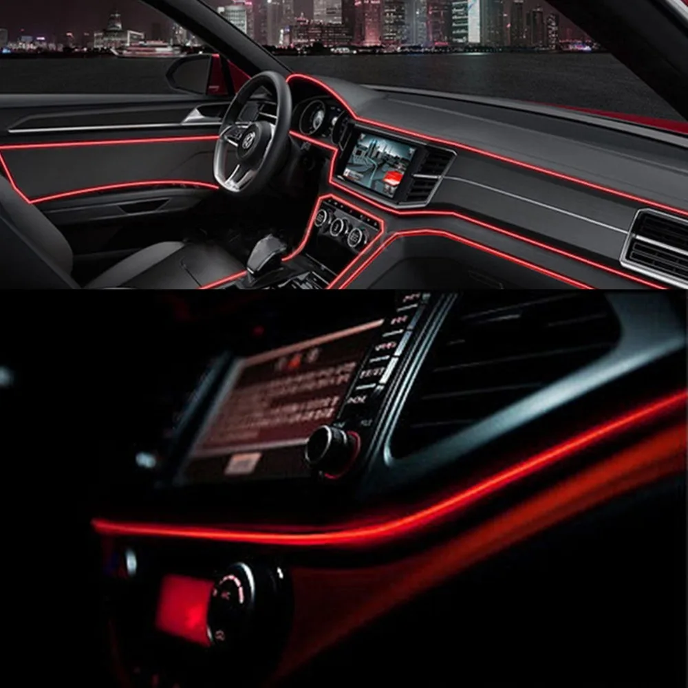 2 м светодиодные ленты для автомобиля Авто украшения лампы 12 В гибкий неоновый EL