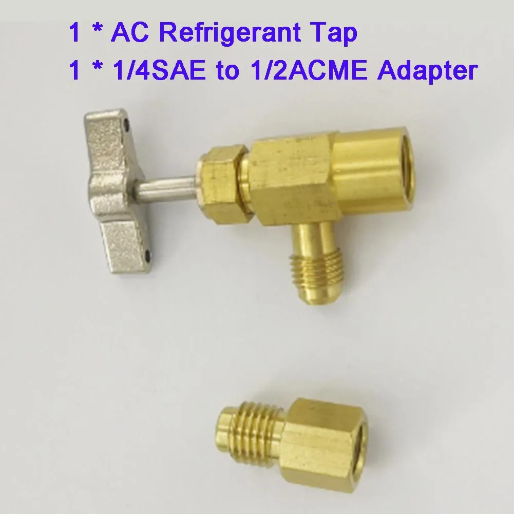 

R134a Refrigerant Can Bottle Tap Tapper Opener Connector 1/4\\\" SAE M16 Valve For All R-134a Cans With 1/2 ACME Threads