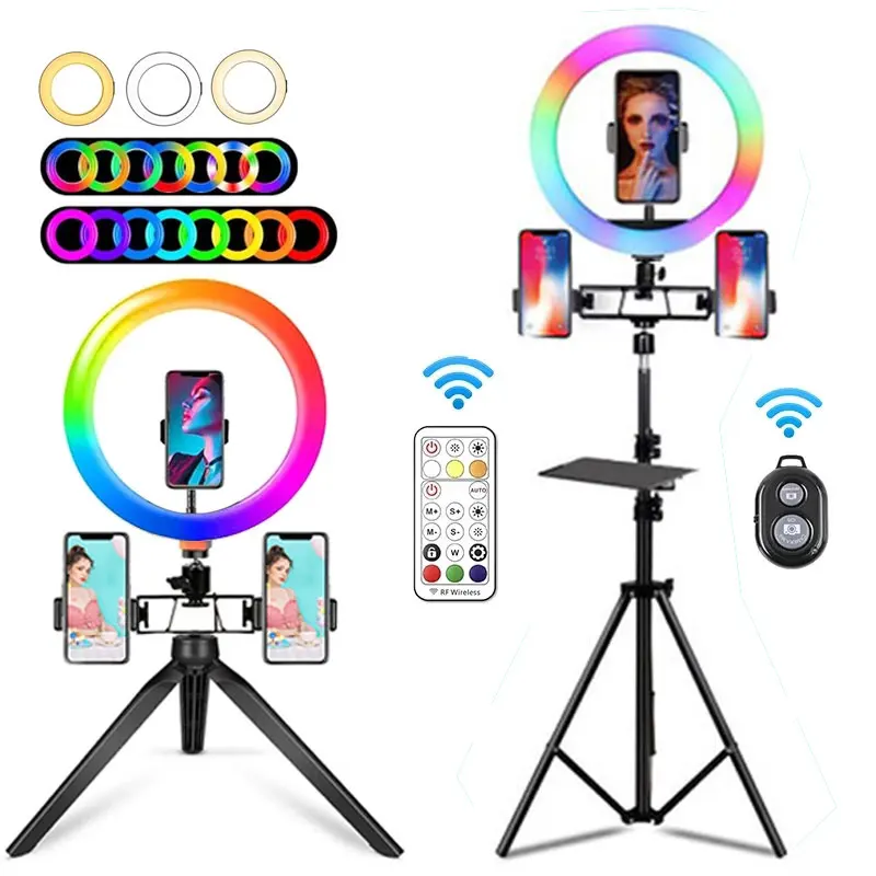 Кольцевой светильник RGB 10 дюймов с дистанционным управлением светодиодный Bluetooth