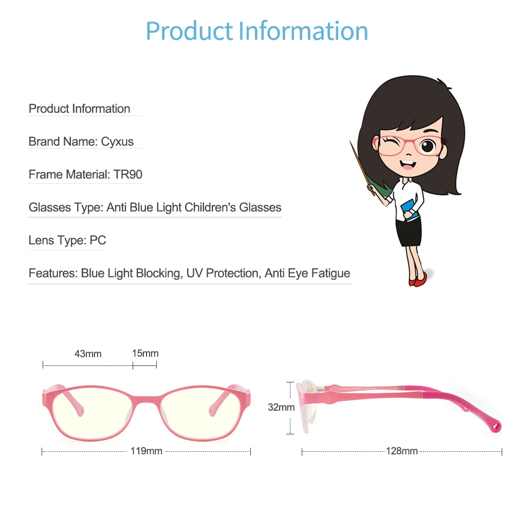 Детские компьютерные очки Cyxus с блокировкой светильник Прямоугольная оправа для