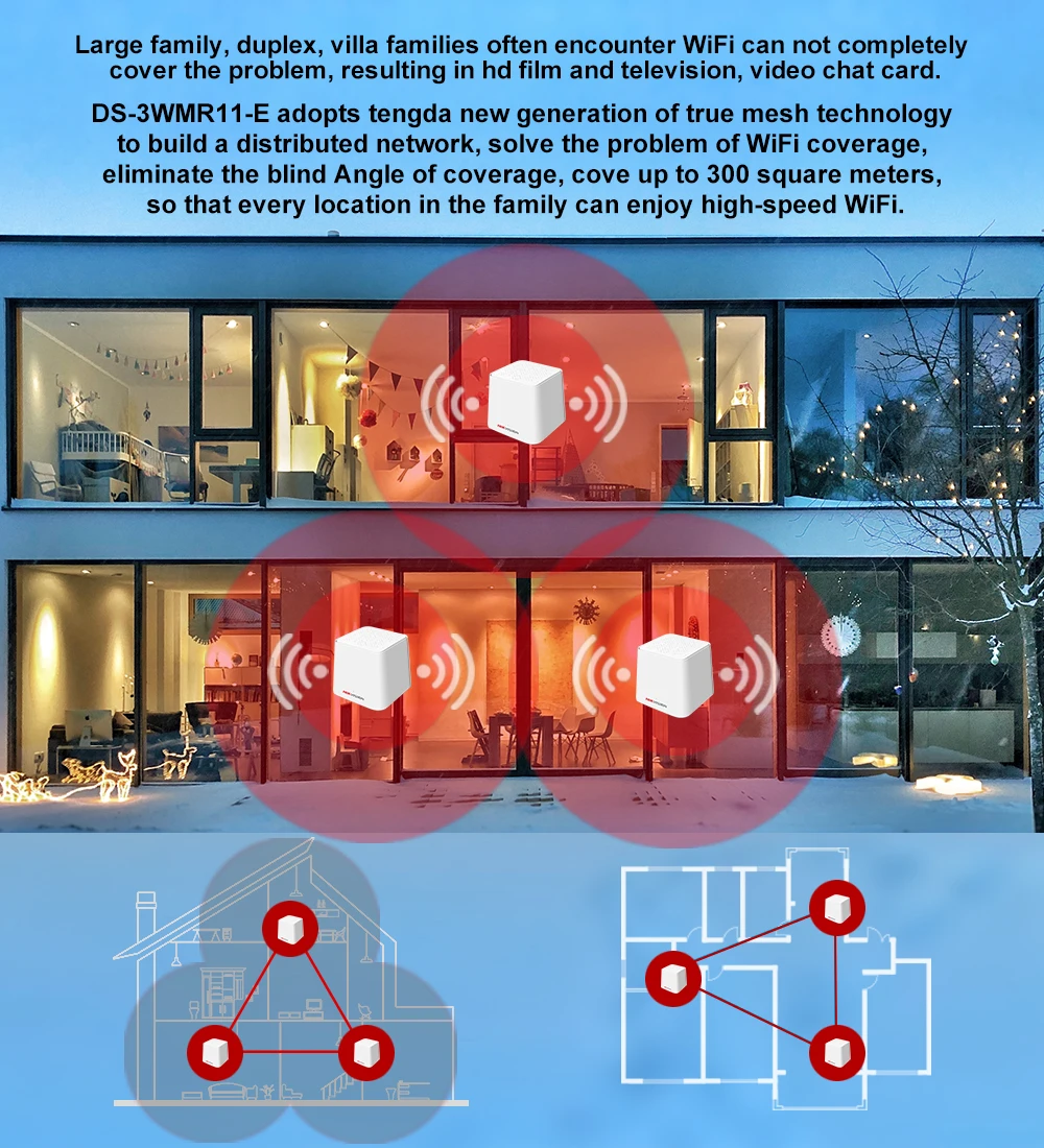 Hikvision Nova весь дом сетка WiFi система с AC1200 2,4G/5,0 ГГц WiFi беспроводной маршрутизатор и ретранслятор, приложение дистанционное управление