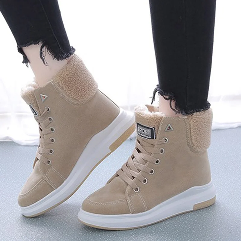 

Women Shoes Fashion Botas Mujer 2022 Winter Warm Ankle Short Boots Female Footwear Lace Up Flat Platform Casual Ladies Shoes New